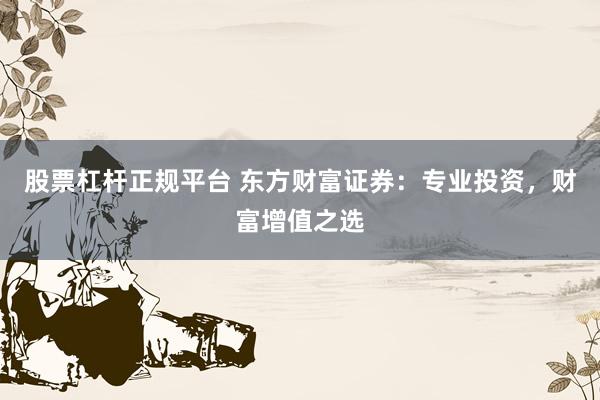 股票杠杆正规平台 东方财富证券：专业投资，财富增值之选