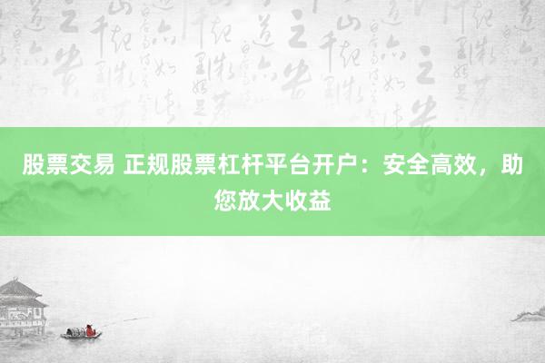 股票交易 正规股票杠杆平台开户：安全高效，助您放大收益
