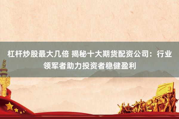 杠杆炒股最大几倍 揭秘十大期货配资公司：行业领军者助力投资者稳健盈利