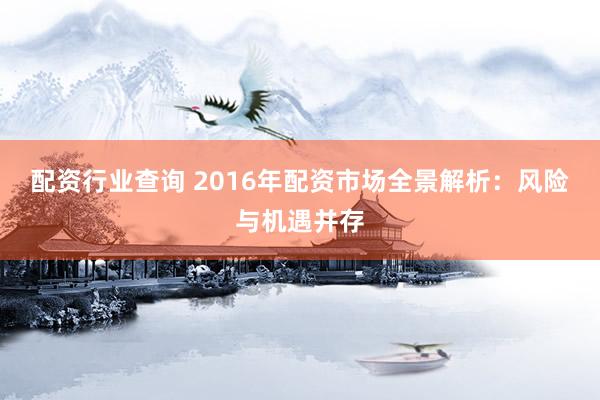 配资行业查询 2016年配资市场全景解析：风险与机遇并存