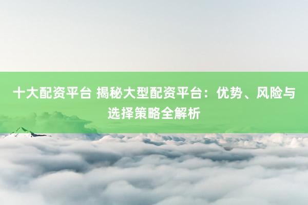 十大配资平台 揭秘大型配资平台：优势、风险与选择策略全解析