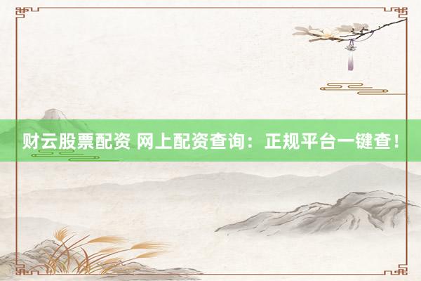 财云股票配资 网上配资查询：正规平台一键查！