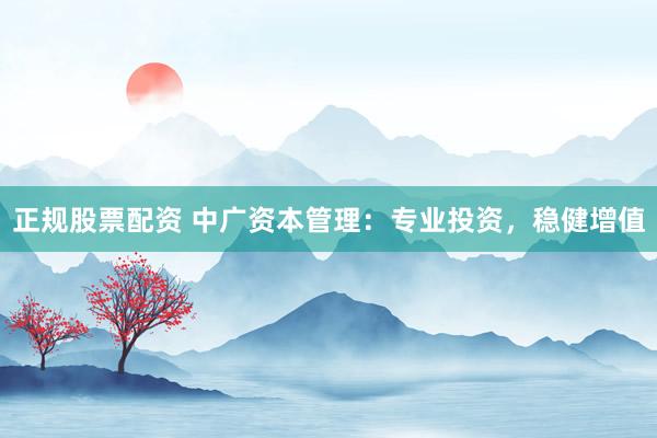 正规股票配资 中广资本管理：专业投资，稳健增值