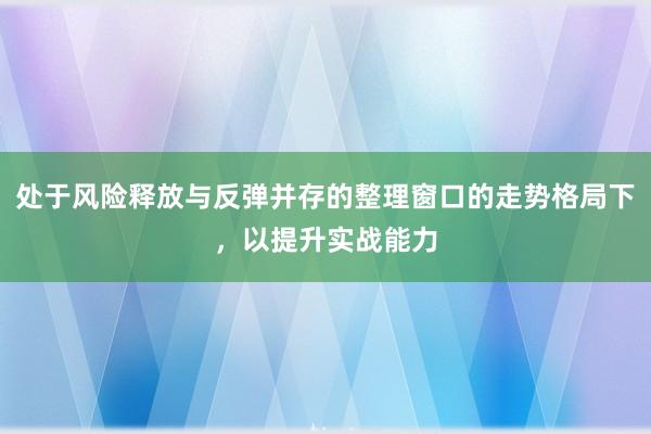处于风险释放与反弹并存的整理窗口的走势格局下，以提升实战能力