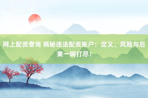网上配资查询 揭秘违法配资账户:定义、风险与后果一网打尽!